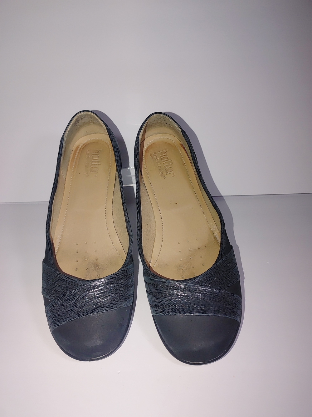 Hotter Natasha Womens US-10 8-UK Black Suede Leather Ballet Comfort Flats